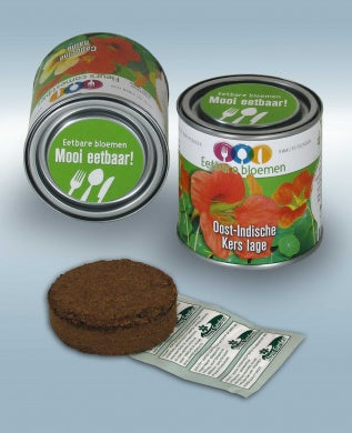 Eetbare bloemen in blik Oost-Indische Kers