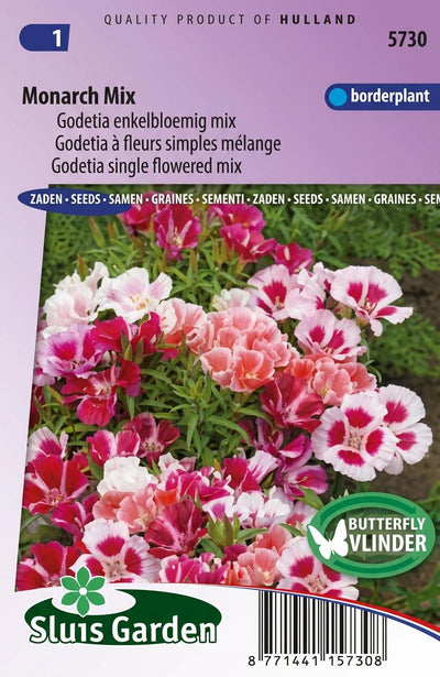 Godetia Monarch Mix, enkelbloemig