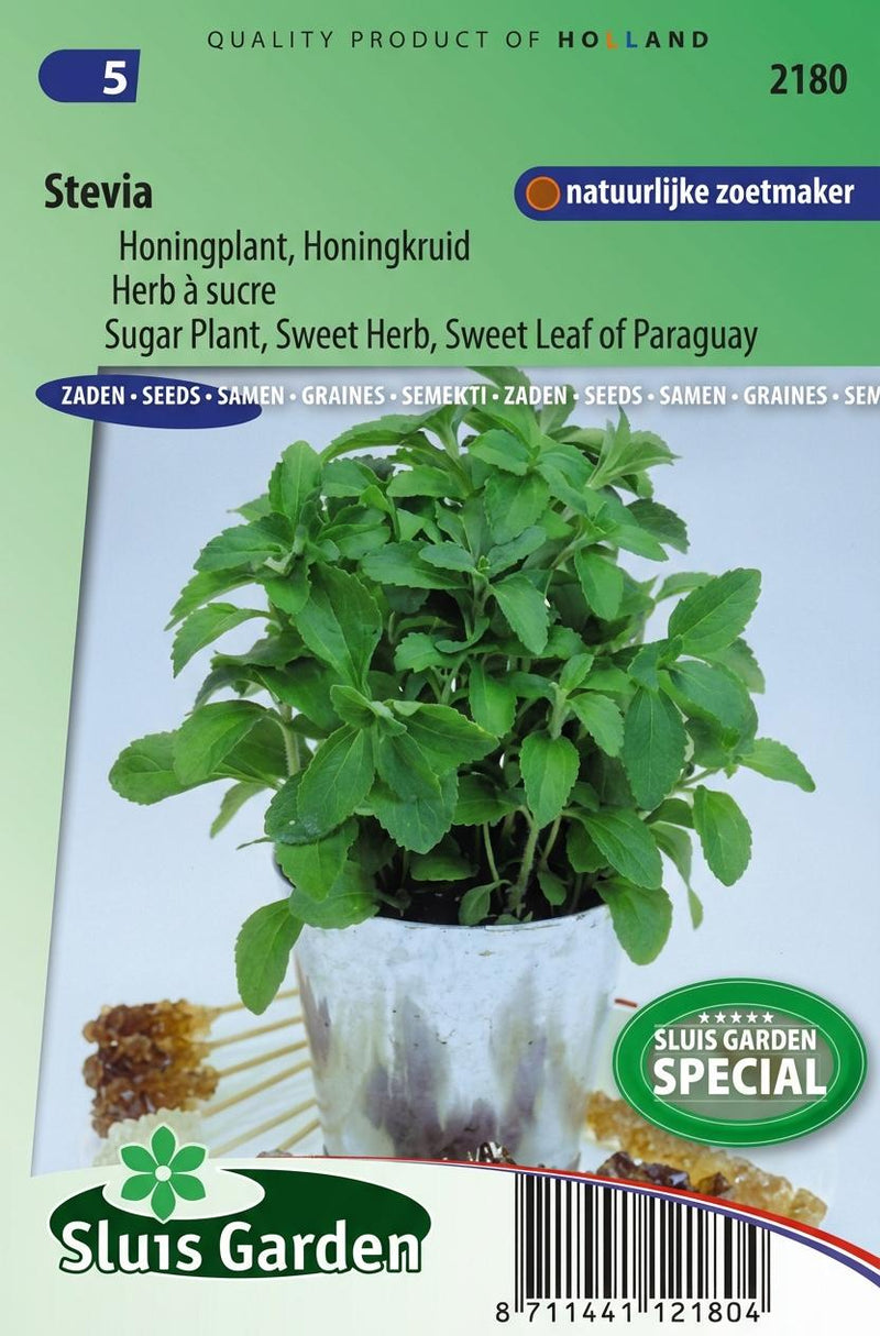 Zakje Stevia-honingplantzaden van Sluis Garden.
